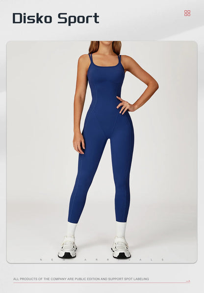 Hearuisavy Female Jumpsuit Long Elegant Sports Bodysuit Woman Gym Clothes Strappy Fitness Overalls Push Up Pilates Yoga Leotard