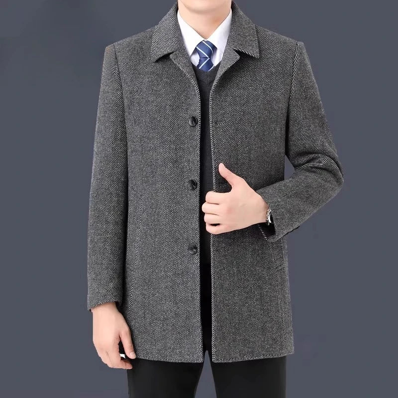 YOLANFAIRY 100% Cashmere Jacket for Men 2025 Autumn Winter Mid-length Wool Coats Man Clothing Casual Business Men's Woolen Coat
