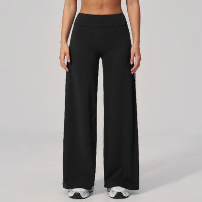 Yoga Pants Women High Waist Wide Leg Trousers Tummy Control Straight Workout Sports Pants Female Casual Fitness Bell-bottoms