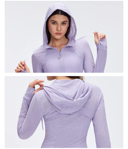 Custom LOGO Women's Spring Autumn Mesh Breathable Yoga Suit Sports Riding Quick Drying Running Fitness Belt Pocket Jacket Top