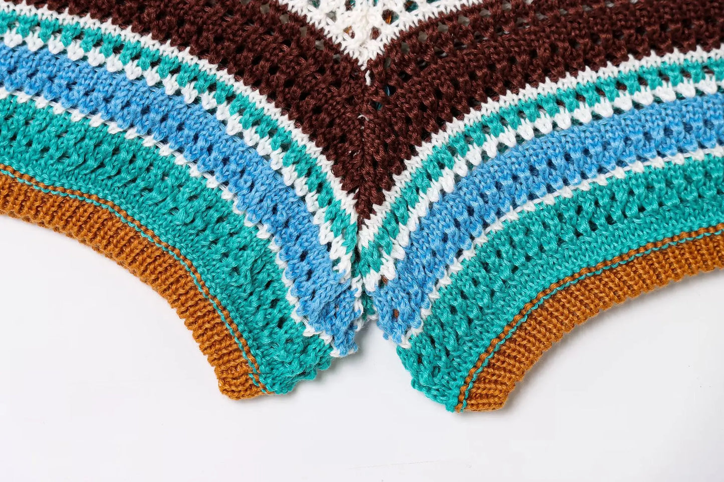 Women Patchwork Striped Hollow Out Crochet Knitted Crop Sweater Shorts Set Short Sleeve Polo Collar Sweater Knit Shorts Suit Y2K
