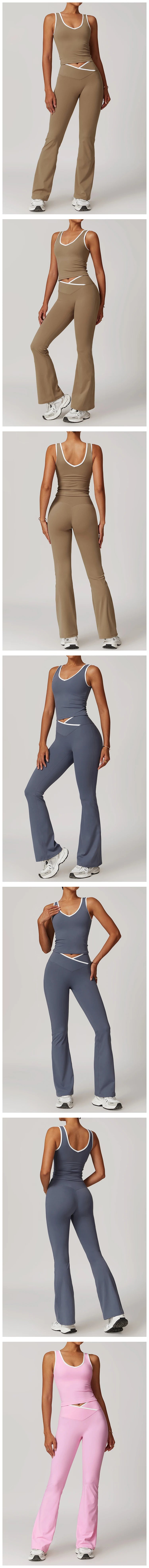 2 Pieces Gym Set Women's Sportswear Sports Bra Top High-waisted Long Pants Tracksuits Suitable For Outdoor Sports Workout Suit