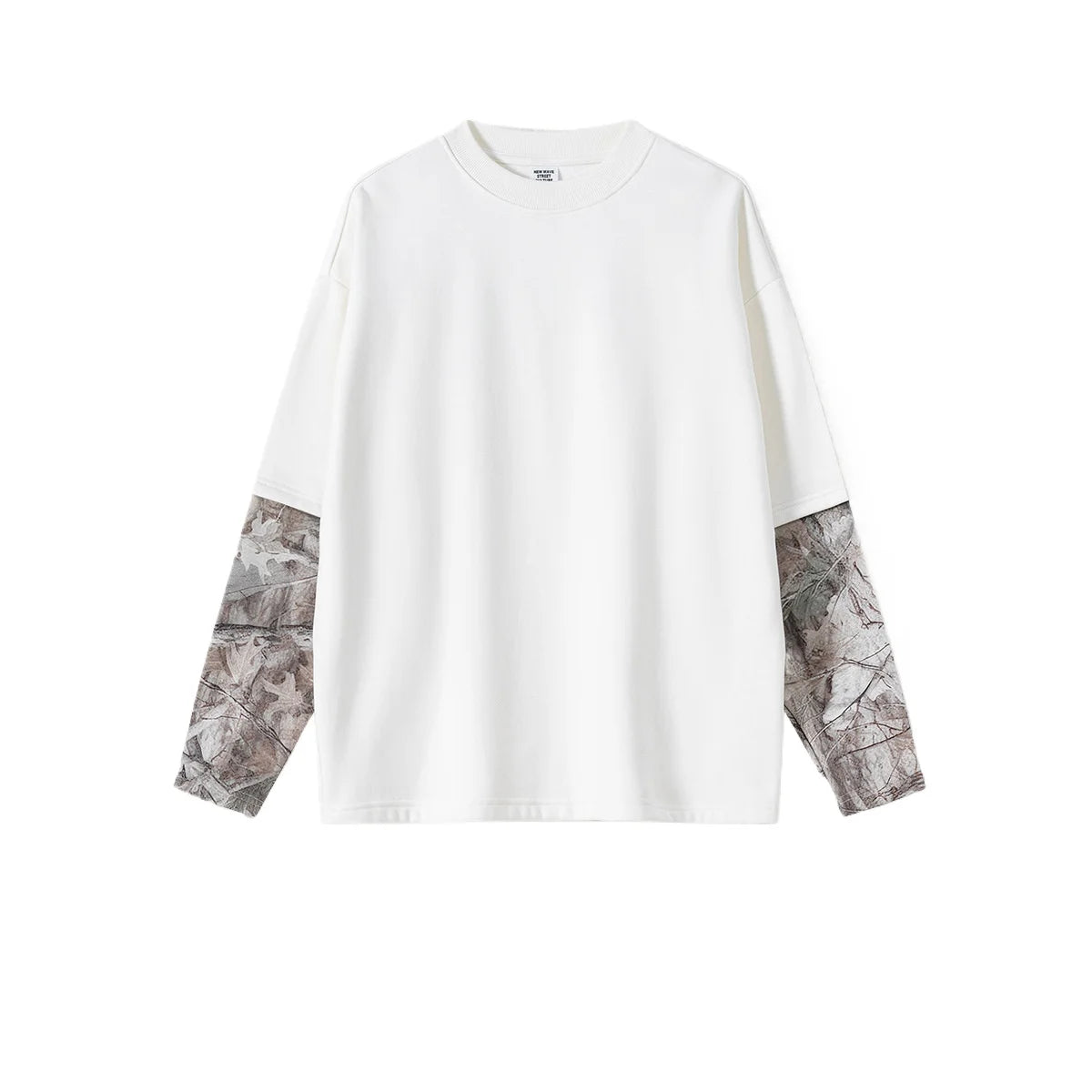 Custom LOGO Men's 2025 Autumn New 340G fleece-lined Fake Two-piece Camouflage Sweater T-Shirt Casual Pants Set