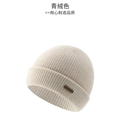 DjzDsm High Quality 100% Cashmere Knitted Hat for Men Casual Beanie Hat Thicken Cap Winter Soft Warm Cashmere Caps