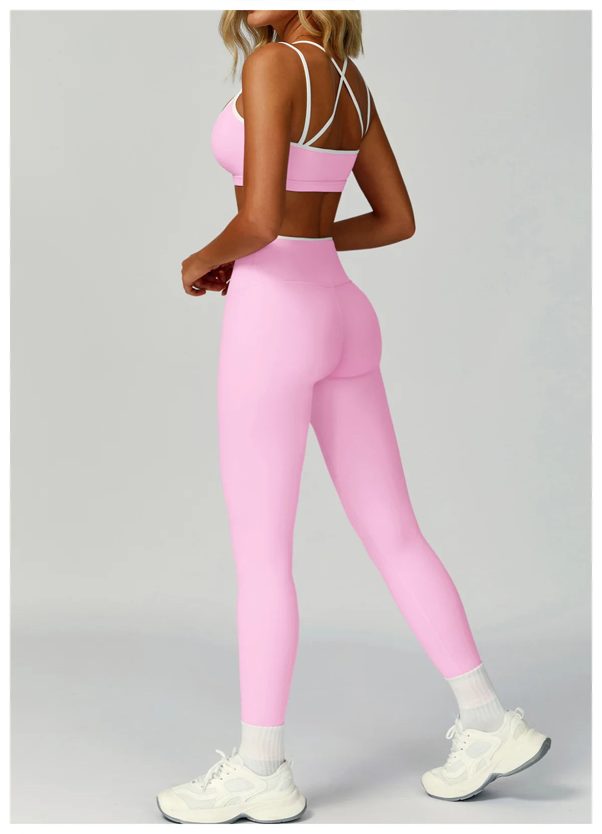2PCS Workout Clothes Wide Leg Pant Yoga Suits Solid Color Bra Sports Set Gym Tracksuits Female Quick Dry Fitness Suit Sports Set