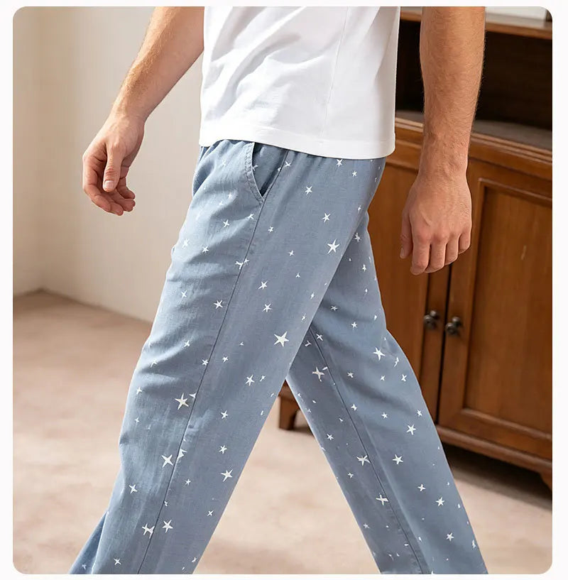 2026 Spring/Summer New Couple Sleeper Pants 100% Cotton Gauze Men's and Women's Casual Loose Home Thin Pants bottoms womens