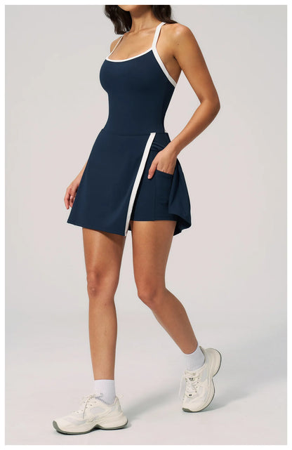Hearuisavy Naked Feel Yoga Jumpsuit Women Sportswear High Waist Push Up Leggings Sports Tennis Skirt And Shorts Gym Bodysuit