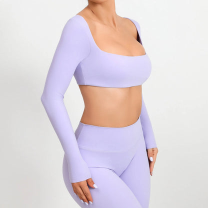 Women Yoga Shirts Crop Top Sexy Long Sleeves Shirts for Women Yoga Sports Fitness Sport Gym Clothes Running Push Up Workout Tops
