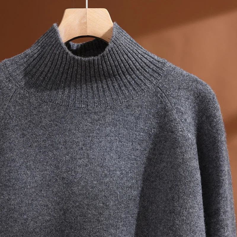 CHICUU Women's 100% Wool Sweater Pants Set Thick Mock Neck Pullover Wide Leg Pants Autumn Winter Warm Casual Wool Knitwear Suit
