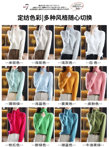 LHZSYY Winter Women Sweater Solid 100%Mink Cashmere Turtleneck Knitted Pullovers Slim Soft Warm Female Long Sleeve 23  Color