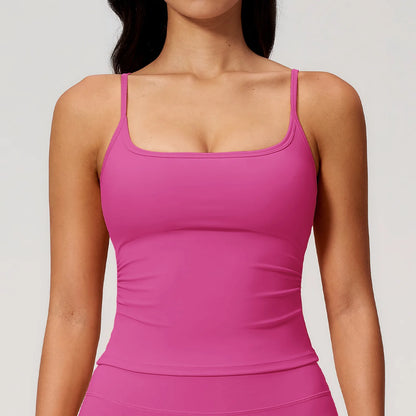 Hearuisavy Women Shockproof Sexy Yoga Tank Top Running Gym Vest Removable Breast Pads Fitness Quick Dry Sports Sleeveless Top