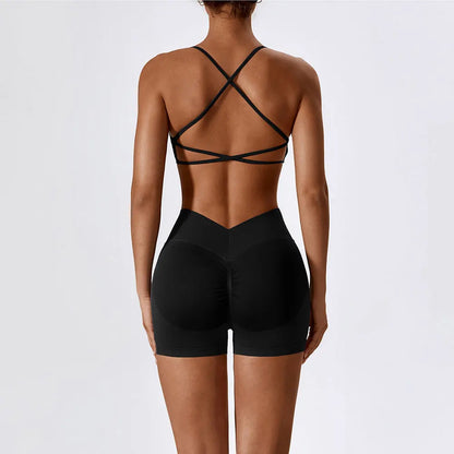 Seamless Yoga Set Gym Suits With Shorts Crop Top Sexy Bra Women's Pants 2 Pieces Set Running Workout Outfit Fitness Clothing
