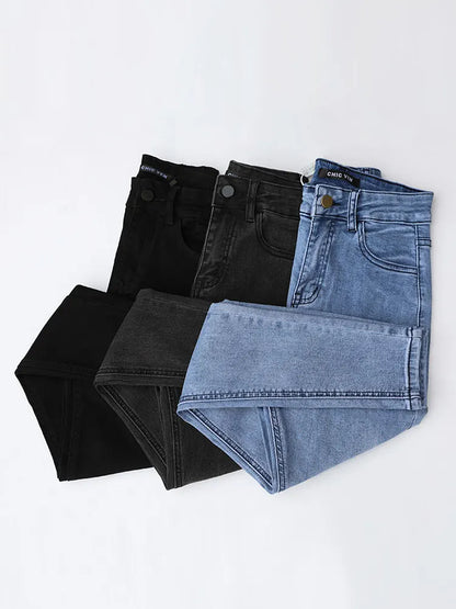CHIC VEN Women Jeans Solid Slim Retro High Waisted Small Leg Denim Pant Skinny Pant Spring Autumn 2026