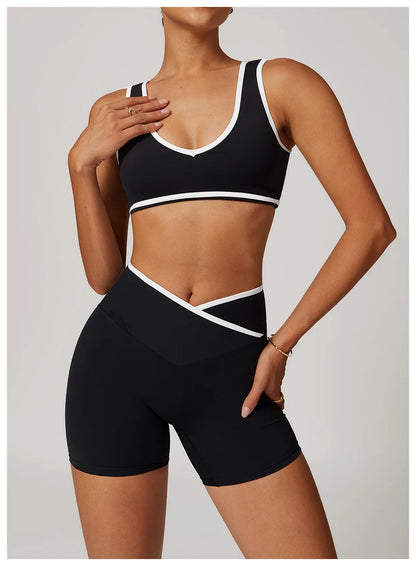 V-Neck Sports Bra Women Top Push Up Sport Underwear Yoga Vest Gym Crop Top Brassiere Fitness Top Workout Breathable Beauty Back