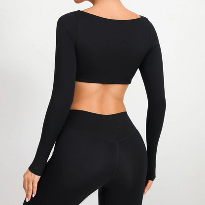 Women Yoga Shirts Crop Top Sexy Long Sleeves Shirts for Women Yoga Sports Fitness Sport Gym Clothes Running Push Up Workout Tops