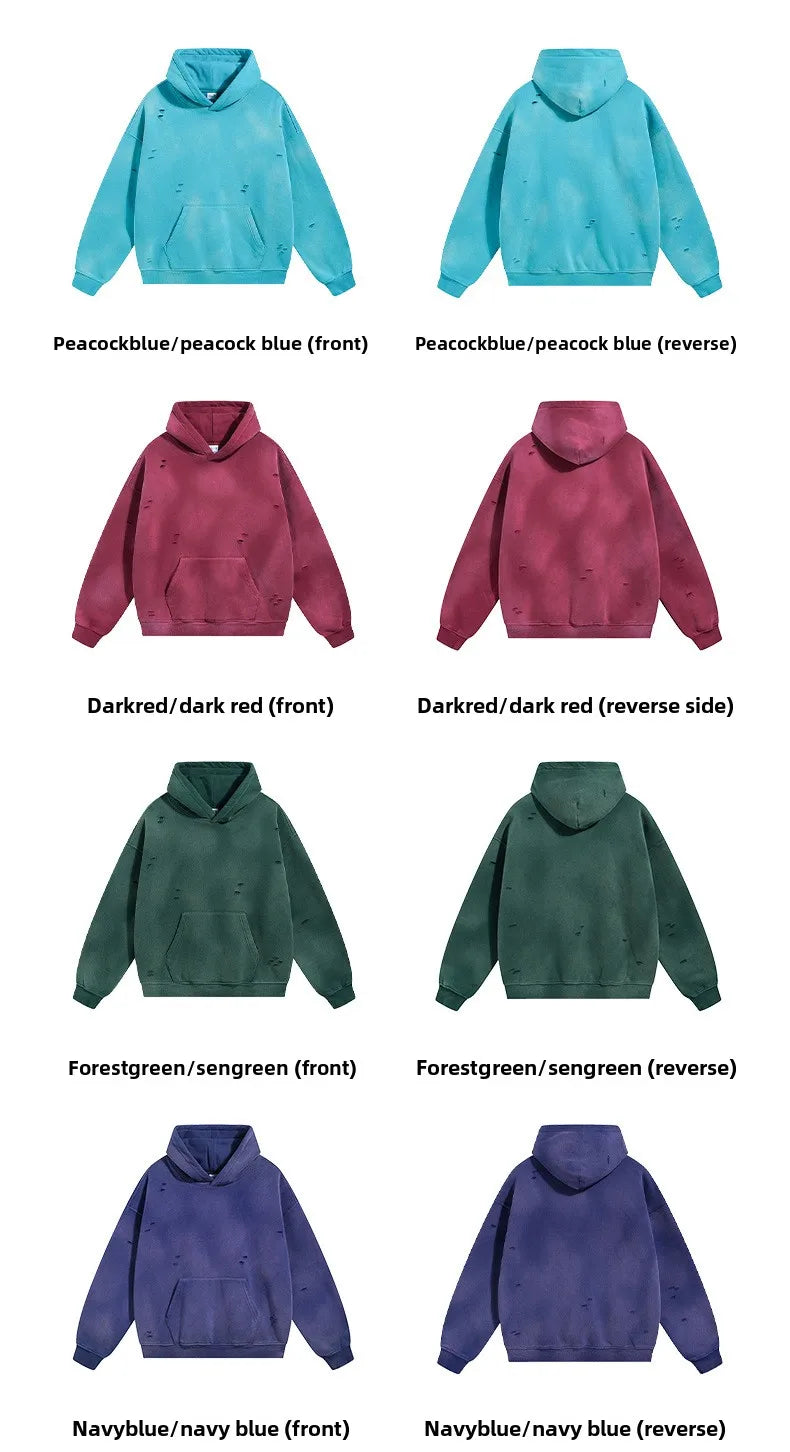 Custom LOGO autumn winter men's women's new white spray dyeing washing water 360G velvet cotton polyester sweatshirt sweatpants