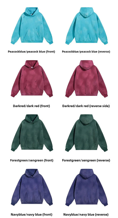 Custom LOGO autumn winter men's women's new white spray dyeing washing water 360G velvet cotton polyester sweatshirt sweatpants