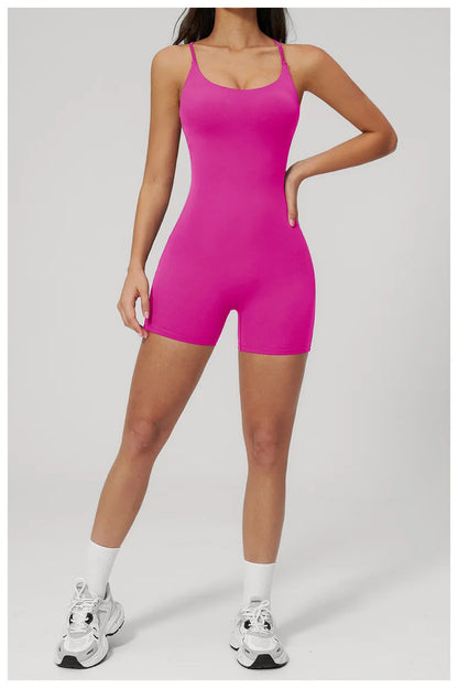 TRY TO BN Yoga Jumpsuit Shorts Cross Beautiful Back Sportswear Fitness Bodysuit One Piece Set Workout Running Gym Women Clothing