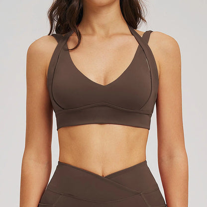 Solid Color Yoga Bra Women Sexy Gym Workout Crop Top Shockproof Sports Underwear Female Beautiful Back Sports Bra Fitness Top