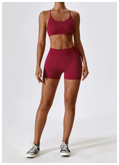 Seamless Yoga Set Gym Suits With Shorts Crop Top Sexy Bra Women's Pants 2 Pieces Set Running Workout Outfit Fitness Clothing