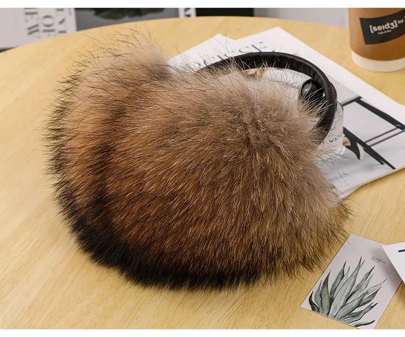 New Arrival Women 100% Real Fox Fur Ear Cover Plush Genuine Fox Fur Earmuff Winter Lady Big Pompoms Fox Fur Fluffy Earmuffs Warm