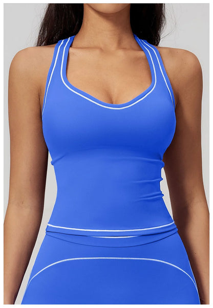 Sports Gym Fitness Vest with Chest Pad Women Color Contrast Shockproof Yoga Bras Female Workout Sports Underwear Yoga Clothes