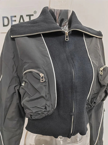 DEAT Fashion Women's Jackets Big Lapel Long Sleves Waist Retraction Zipper 3D Pockets Decoration Coats Spring 2025 New 7AB1819