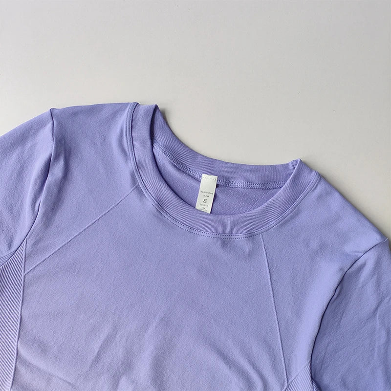 Yoga Top Light Fitting Elastic Quick Drying Sports T-shirt for Women's Personalized Fitness Short Sleeved Summer Thin Style
