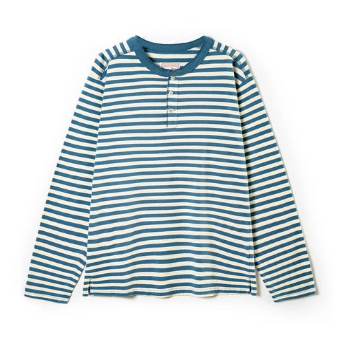 American retro striped long sleeved T-shirt for men, heavy-duty cotton washed T-shirt, oversized casual Henry collar base shirt