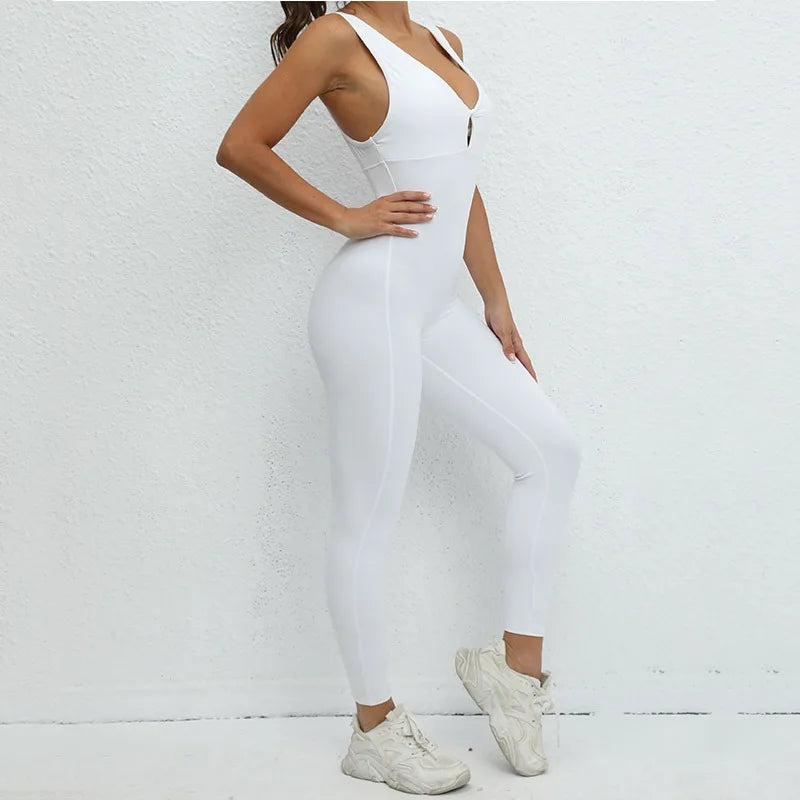 Seamless Yoga Jumpsuits Sports Fitness One-Piece Tight Sleeveless Beauty Back Workout Gym Running Training Bodysuits for Women