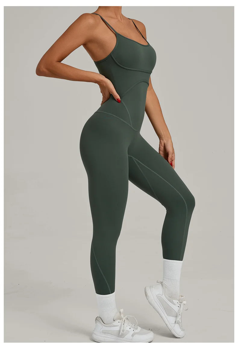 TRY TO BN Sports Jumpsuit Yoga Cross Adjustable Shoulder Straps Fitness Workout Bodysuit One Piece Sportswear Gym Women Clothing