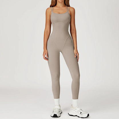 Hearuisavy Female Jumpsuit Long Elegant Sports Bodysuit Woman Gym Clothes Strappy Fitness Overalls Push Up Pilates Yoga Leotard