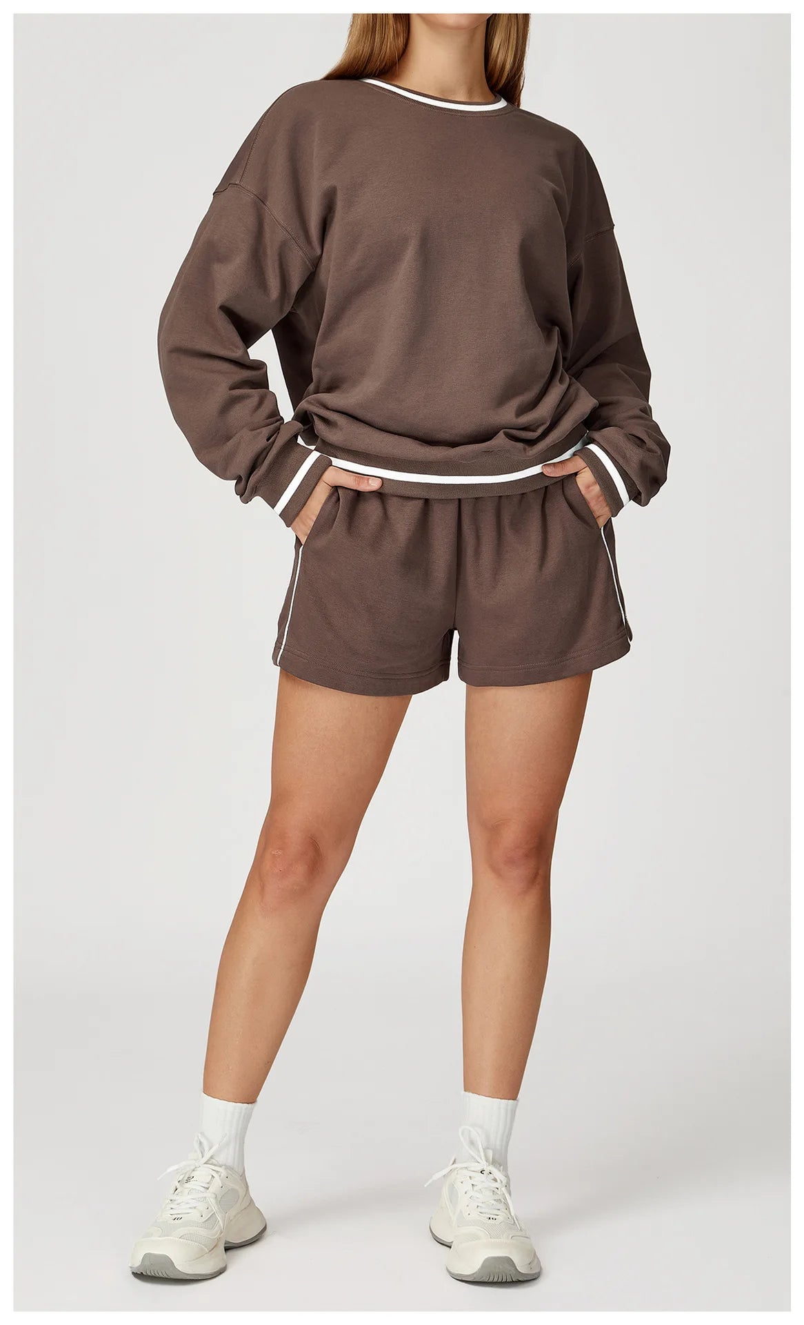 Custom LOGO women's new casual sweater wide-leg trousers comfortable outdoor fashion sports jogging shorts cycling two-piece set