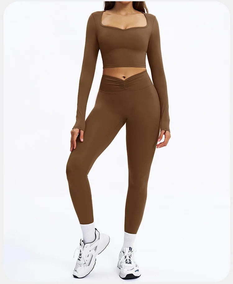 SWELTERING 2PCS Yoga Set Fitness Gym Tracksuit Sportswear Women Workout Outfits High Waist Leggings Sports Bra Athletic Wear