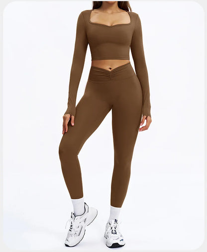SWELTERING 2PCS Yoga Set Fitness Gym Tracksuit Sportswear Women Workout Outfits High Waist Leggings Sports Bra Athletic Wear
