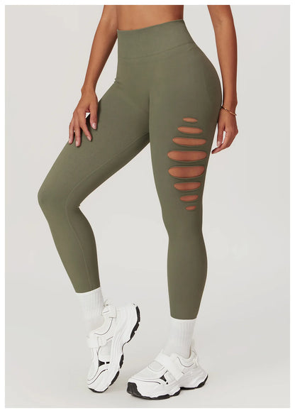 Hollowed Out Seamless Tight Yoga Pants High Waist Yoga Leggings Women Push Up Gym Workout Tights Running Fitness Sports Pants