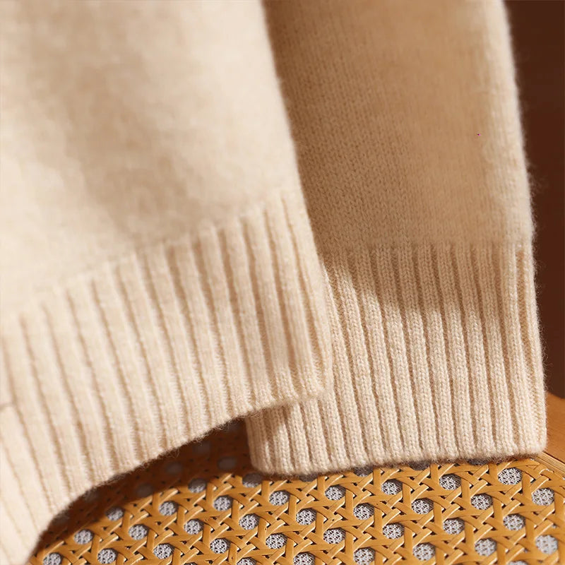 CHICUU Women's 100% Wool Sweater Pants Set Thick Mock Neck Pullover Wide Leg Pants Autumn Winter Warm Casual Wool Knitwear Suit