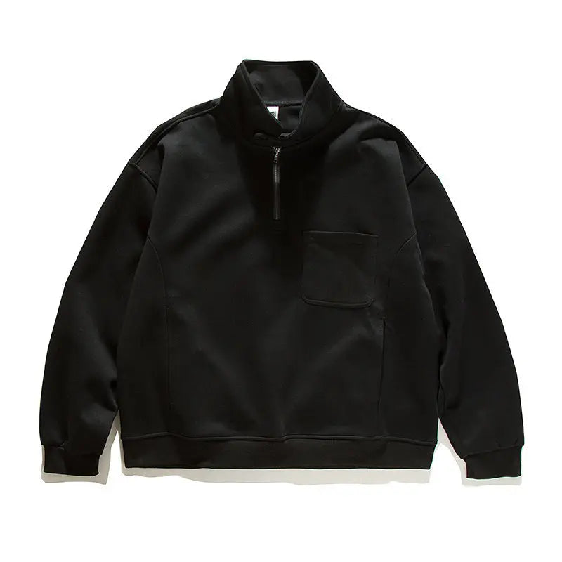 2026 New American Retro F Zip Ket Hoodie Men's Loose Fit Casual Versatile Outerwear Autumn New Pure Color Coat Pullover