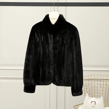 YOLANFAIRY Whole Mink Real Fur Coat Woman Luxury 2025 Winter Stand Collar Natural Mink Fur Jacket Short Black Fur Coats Casacos