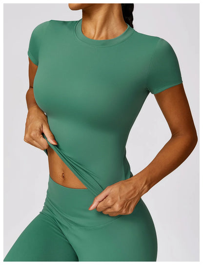 Women Sport T Shirts Short Sleeve Yoga Shirt Gym Top Running Push Up Active Wear Sport Top Femme Yoga Top Fitness Clothes