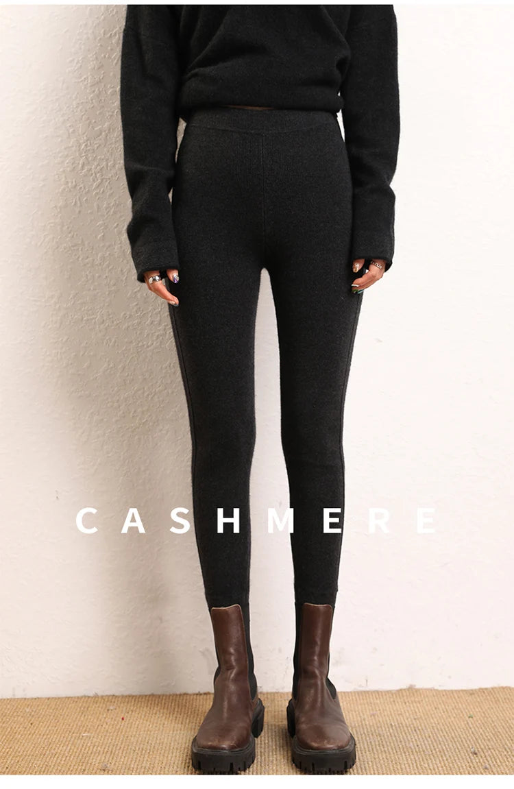 High Quality Women 100% Cashmere Legging Basic Soft elastic Pants Autumn Winter Cashmere Knitted Legging Trousers Warm Comfy