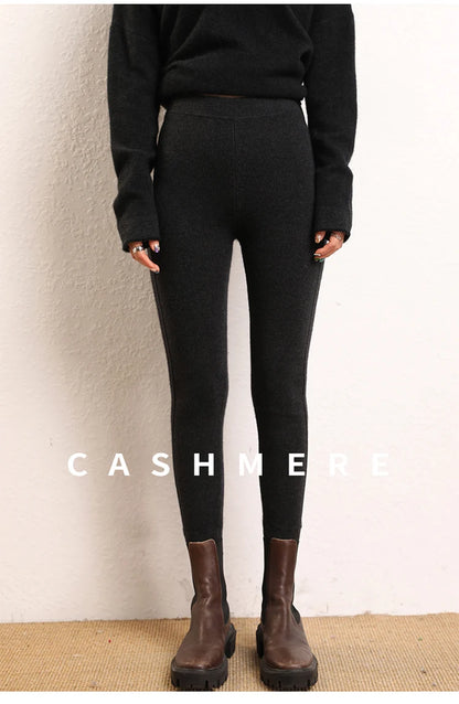 High Quality Women 100% Cashmere Legging Basic Soft elastic Pants Autumn Winter Cashmere Knitted Legging Trousers Warm Comfy