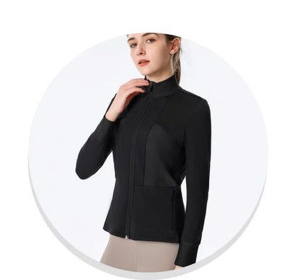 New Autumn SeasonsYoga Wear Women's Running Sportswear Tops Zip Up Sweatshirt Workout Fitness Clothes Cardigan Slim Tight Jacket