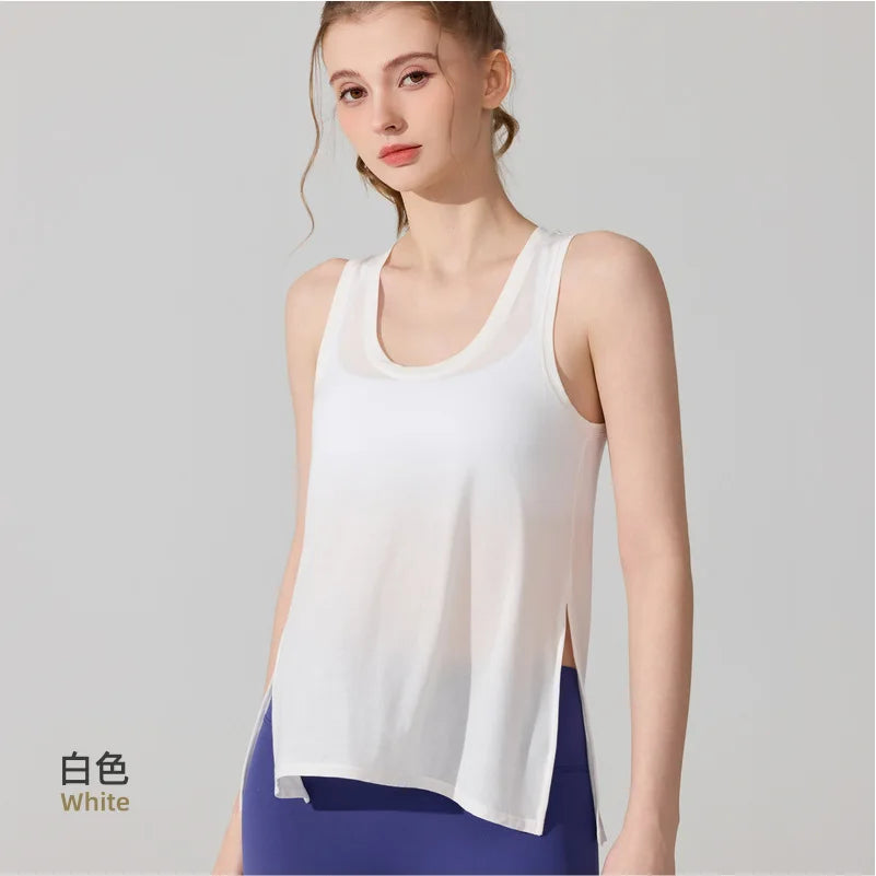 Custom LOGO Women's Sports Fitness Vest Quick-Drying Breathable Sleeveless Top Running Pilates Yoga Suit