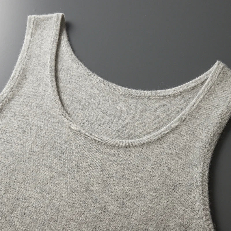 DjzDsm 2025 New H-Shaped Vest Men's Clothing 100% Pure Cashmere Pullover Solid Color Daily Interior Wear Suspender Knit Sweater