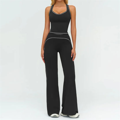 TRY TO BN Women's Tracksuit Yoga Sets Sports Vest Contrasting Color High Waisted Leggings Fitness Two Pieces Running Gym Clothes