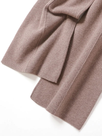 Women 100% Merino Wool Knitted Wide Leg Pants Autumn Winter Basic Soft Warm Cashmere Knit Trousers Casual Simple Style Korean