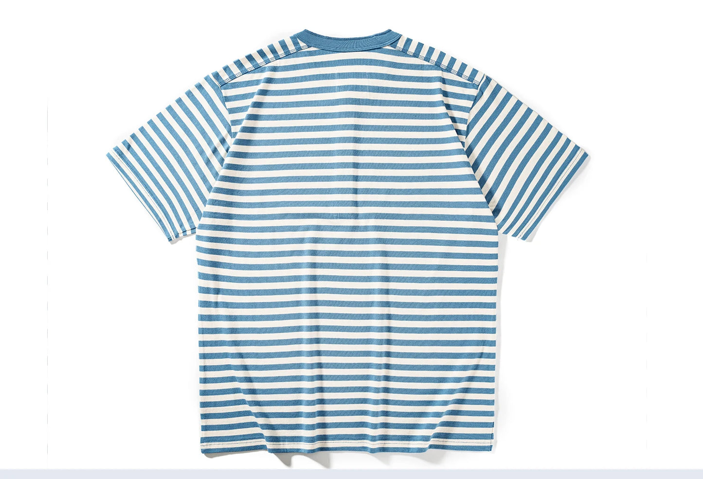 American Retro Sea Soul Shirt 270g Heavy Cotton T-shirt Men's Casual Round Neck Short Sleeve T-shirt Striped Base T-shirt