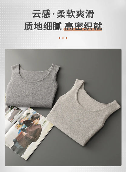 DjzDsm 2025 New H-Shaped Vest Men's Clothing 100% Pure Cashmere Pullover Solid Color Daily Interior Wear Suspender Knit Sweater