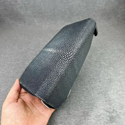 Genuine Unisex Stingray Leather Long Wallet, Exotic Style Leather Clutch for Women, Large Zip Card Holder for Men